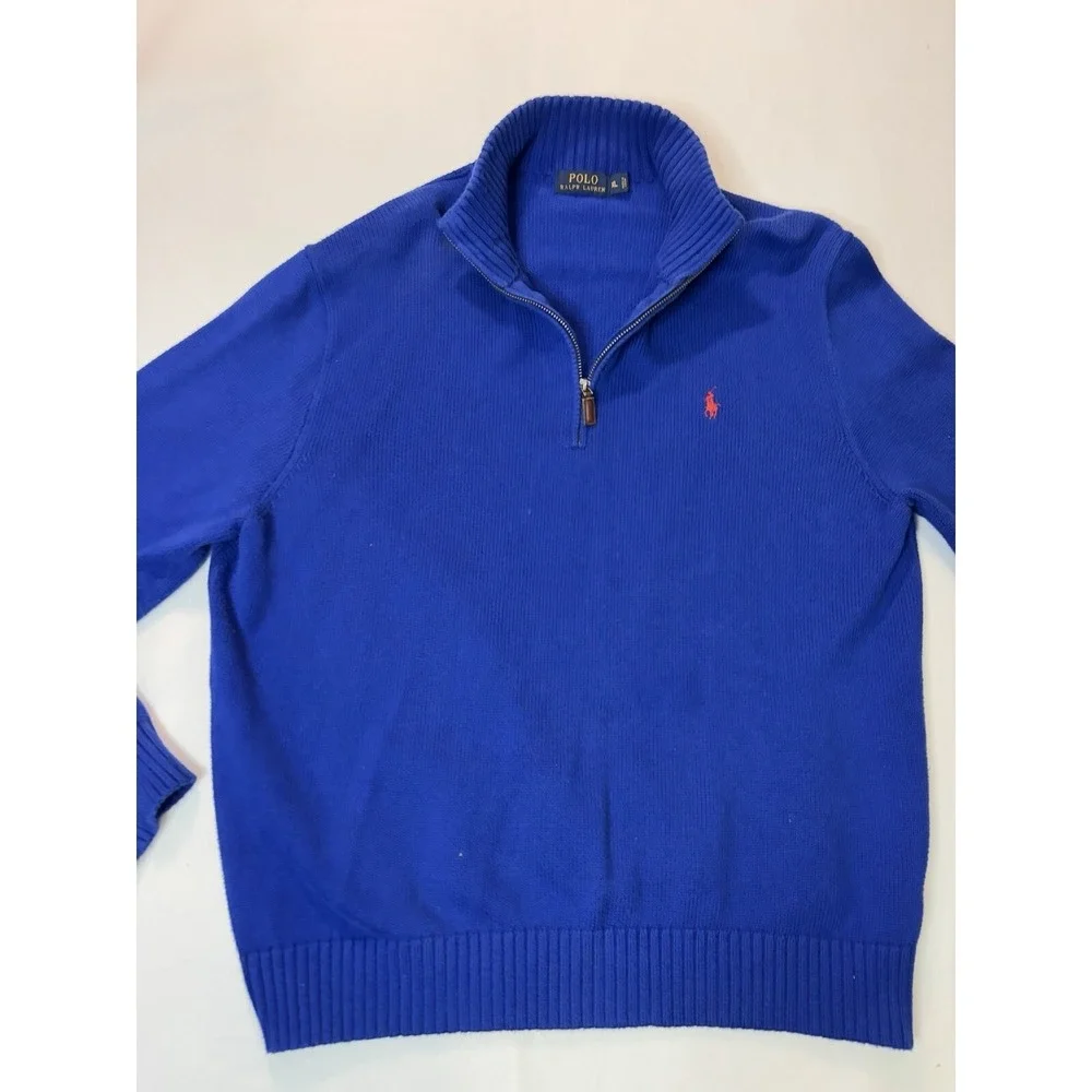 Polo Ralph Lauren Men's Blue 1/4 Zip Sweater Pullover Long Sleeve Size XL